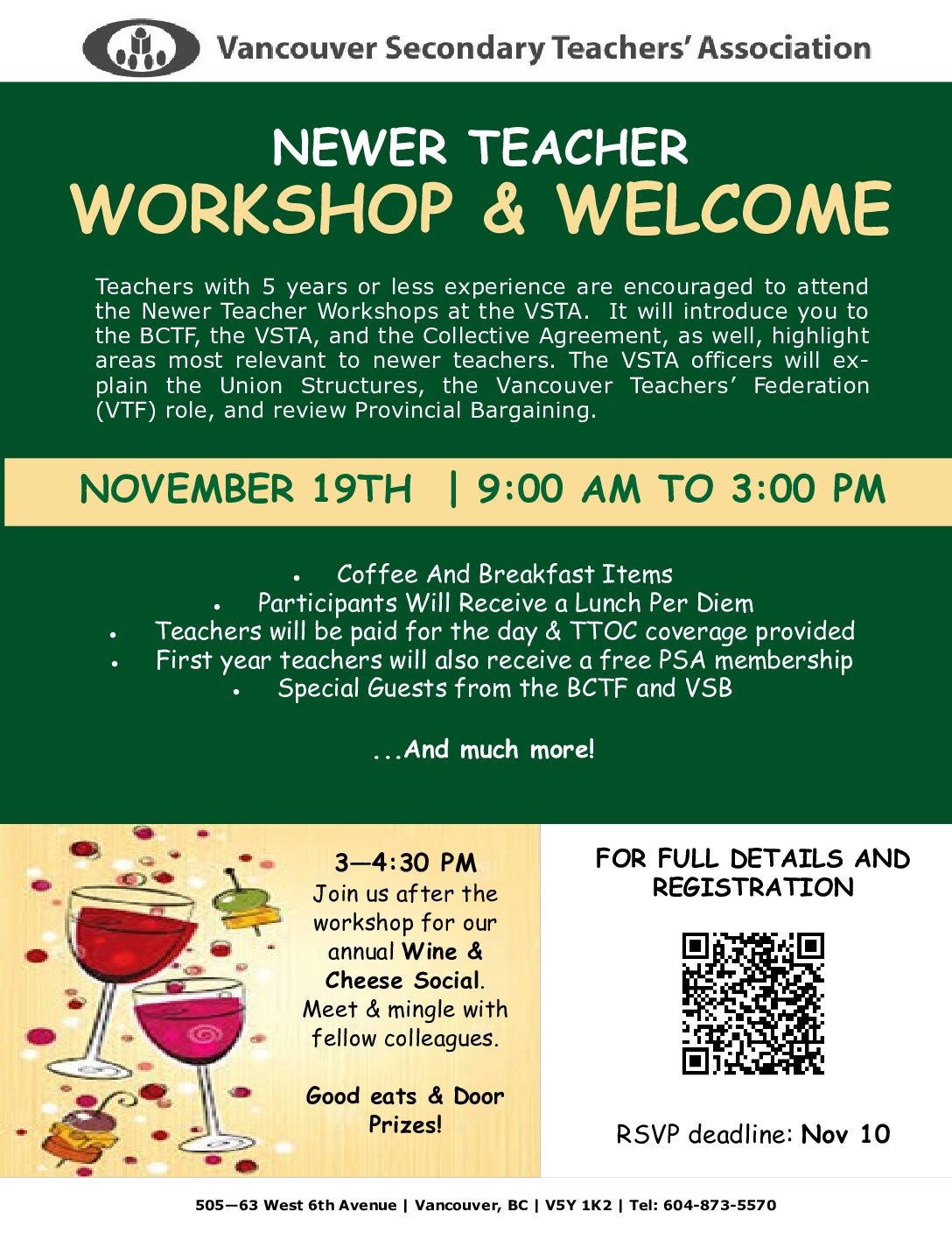 Newer Teachers Workshop & Welcome – November 19th